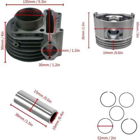 GY6-50/80cc 50mm cylinder and piston kit for 139QMB 139QMA scooter engine (1/4)
