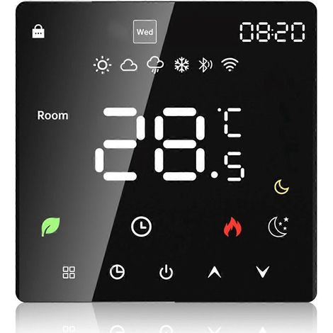 WLAN-Thermostat mit Graffiti-Touchscreen, schwarz, 16 A
