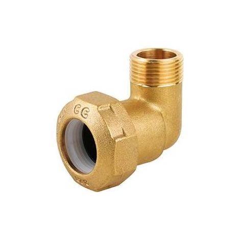 GOMITO MASCHIO IN OTTONE PER TUBO PE Misura: 1"1/4 x 40