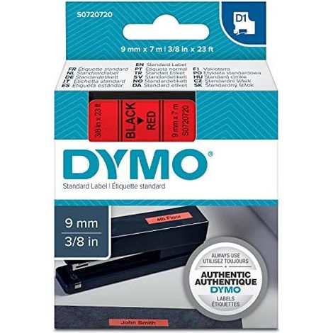 DYMO D1 cinta de rotulación S0720720 9 mm x 7 m negro sobre rojo