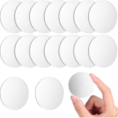 60 petits carreaux de miroir ronds à usage décoratif sur murs miroir, en acrylique argenté. (1/5)