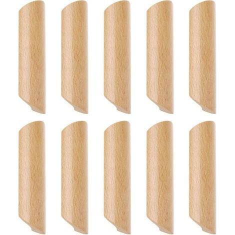 Set di 10 maniglie in legno a forma di ventaglio per mobili e cassetti, con viti, interasse fori 160 mm. (1/3)