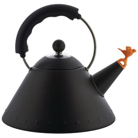 9093 BB, Bollitore Nero con Fischietto, Alessi