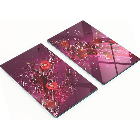 Tablas de cocina decorativas multifuncionales de vidrio con dise帽o de cerezas para jugo, 2x30x52 cm.