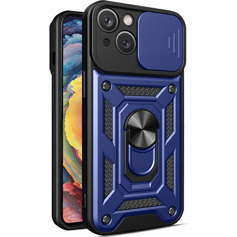 Custodia Hybrid Armor Camshield con supporto e copertura per fotocamera per iPhone 15 Plus - Blu (1/5)