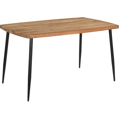 Esstisch Gerade Kante 160 x 85 cm Akazie massiv naturfarben Metallgestell Schwarz IRENE (1/5)
