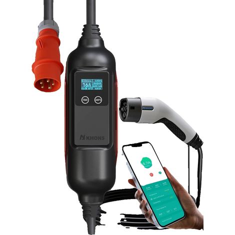 Chargeur Portable pour Véhicules Électriques, Connectivité Wi-Fi et Bluetooth, Réglages de Courant Ajustables, 11KW 16A 3Phase, TYPE2 (1/2)