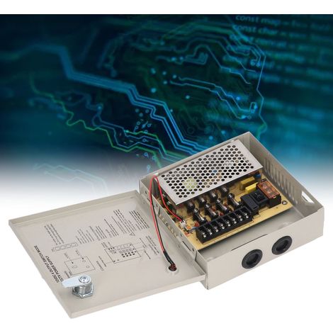 Alimentation CCTV 4 canaux 12 V 3 A avec fusible, boîtier métallique, prise secteur et verrouillage 110 V/220 V (1/5)