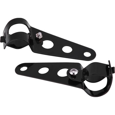 Support moto acier inoxydable noir, paire de supports phare fourche, fixation robuste pour guidon, kit de montage moto, 2 pièces, résistant à la rouille. (1/5)