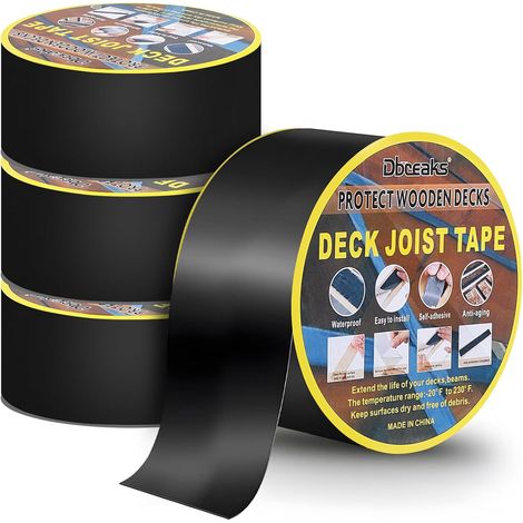 Butyl Decking Tape, Decking Wood Flashing Tape, Decking Protection Tape, Wood Protection Tape (4 Rolls, 5cm x 15m) (1/5)