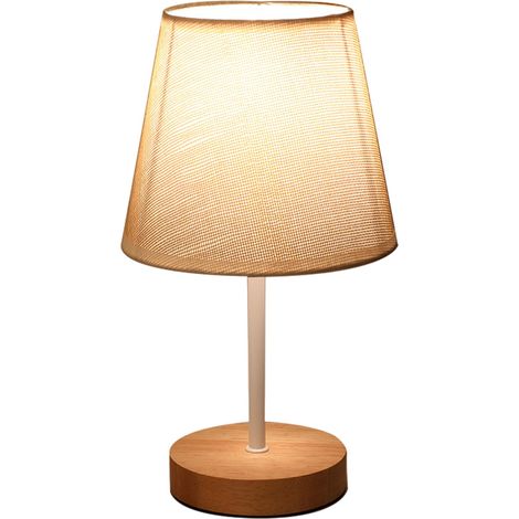 Lampe De Bureau - LED - Bois Massif Et Tissu Lin - Pour Lecture Et Éclairage Nocturne - 27 X 10 X 10 Cm - 1 Unité (1/5)
