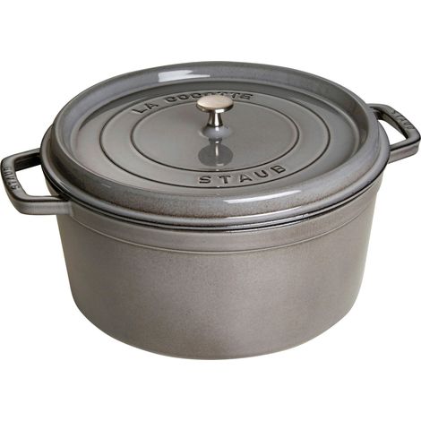 Staub Pentole Casseruola Rotonda, Grigio (Grafite), 30 cm (1/4)