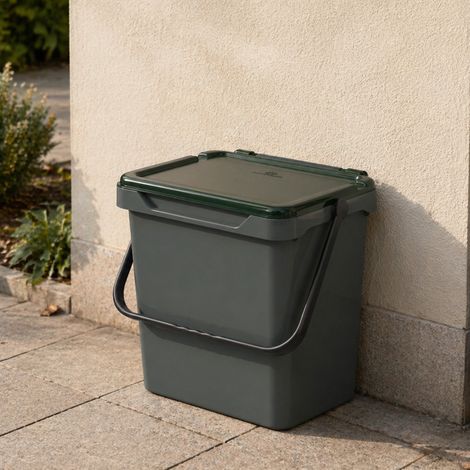 Dmora Polypropylenbehälter für separate Sammlung, 30L Abfallbehälter, 100% Made in Italy, 40x31h39 cm, grüne Farbe (1/5)