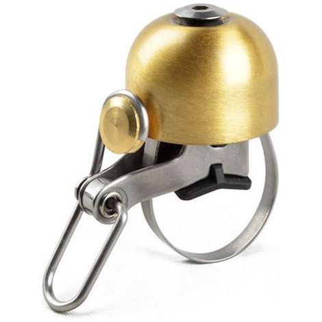 Sonnette de guidon - Sonnette de vélo - Sonnette de vélo dorée - Convient aux guidons de 22 à 36 mm - Sonnette pour vélo de route/VTT - Dorée - Laiton doré (1/5)