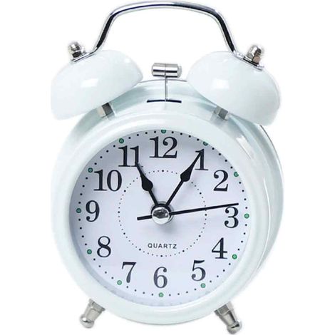 Réveil mécanique moderne et simple en métal de 7,6 cm (3 pouces), silencieux, pour chambre d'étudiant ou de chambre à coucher. (1/5)