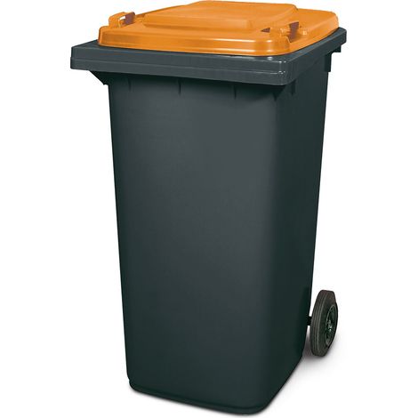BRB 240 Liter MGB, Mülltonne Abfalltonne, grau mit farbigem Deckel (grau/orange) (1/2)