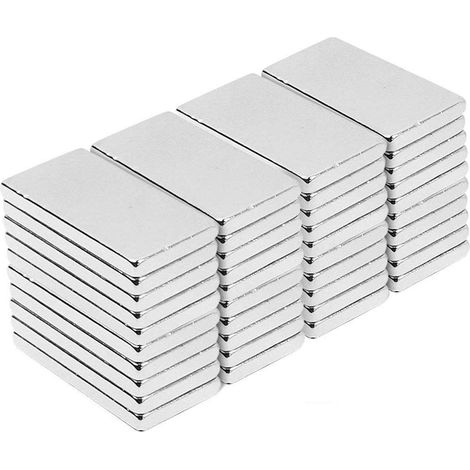 Aimants Néodyme - 20 x 10 x 2 mm - Rectangulaires - Pour Réfrigérateur DIY Cuisine Atelier - 40 Pièces (1/5)