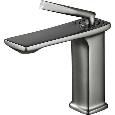 Robinet de lavabo à effet cascade, corps de robinet en laiton, gris
