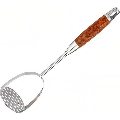 13.5-inch stainless steel mashed potato maker with wooden handle (dishwasher-safe container) (1/5)