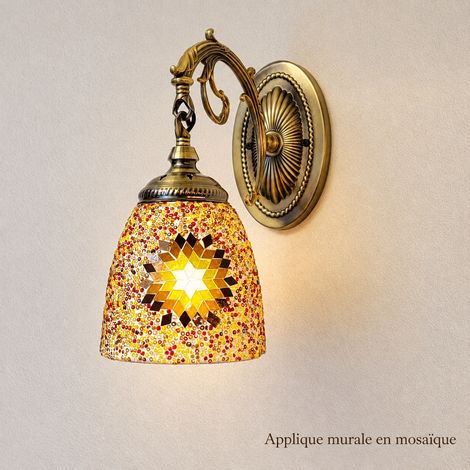 Applique Murale Rétro Verre LED thé jaune rouge modèle filaire à brancher 23 × 23 × 25 cm 1,8 kg – Livraison gratuite