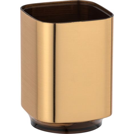 Porta spazzolini in plastica color oro satinato e nero Lumina (1/4)