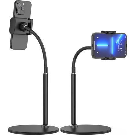 Support pour téléphone portable, support de bureau flexible et réglable à 360° avec base stable, support de bureau ergonomique pour iPhone 14, 13, 12, 11 Pro, Xs Max, XR, X, 8, 7, 6, 6s Plus et Samsun (1/5)