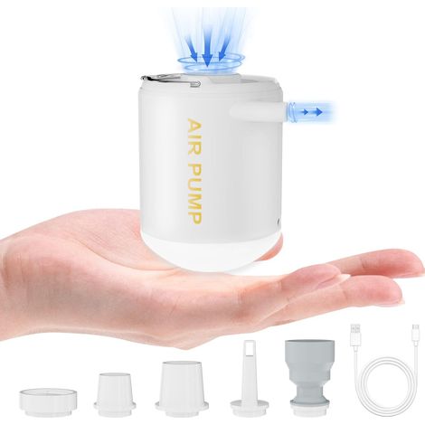 1 Mini Pompe à Air, 5 Buses, Batterie 2000mAh, Lampe de Camping, Gonflage Rapide pour Matelas, Piscine (1/5)