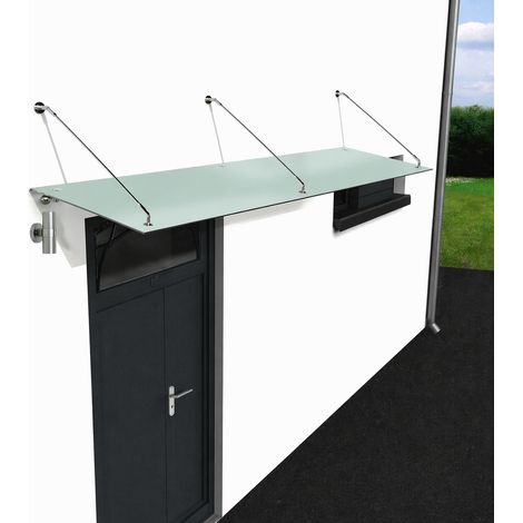 Glaswerk Westfalen - (3STR) 200x90 cm Milchglas Glasvordach inkl. Halter (1/4)