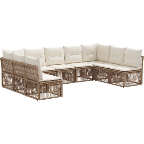 Gartensofa-set 9 pcs Beige Poly-Rattan vidaXL