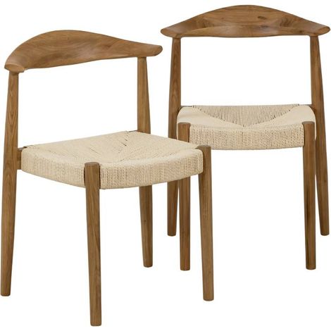 Chaise en bois de chêne et en corde Aline (lot de 2) (1/5)