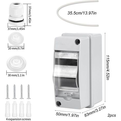 Coffret Electrique Etanche Exterieur IP65, Boite de Boitier Etanche Electrique, Boitier de Jonction, Armoire de Contrôle de Surface en Plastique (2 pièces 2 voies) (1/5)