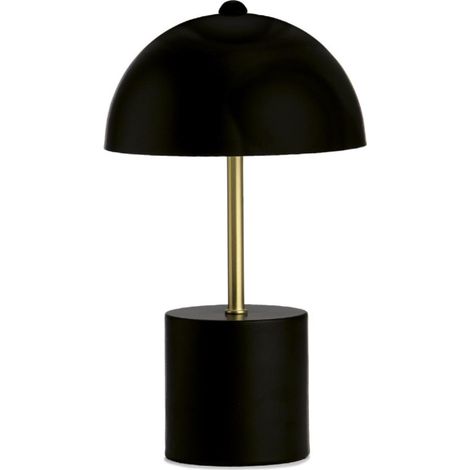 Lampe à poser champignon métal noir et doré -18x30cm (1/4)