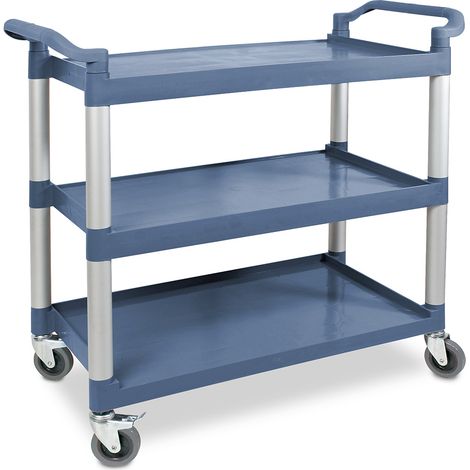 BRB Chariot de service en aluminium/plastique, 3 étages, L x l x H : 1070 x 500 x 990 mm, charge maximale : 225 kg (1/3)