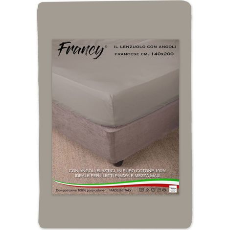 LENZUOLO FRANCY CON ANGOLI NOCCIOLA TORTORA FRANCESE 1 PIAZZA E MEZZA GRANDE MAXI