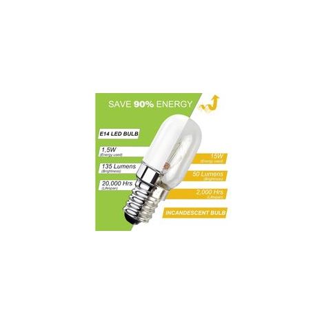Ampoule LED E14 pour Réfrigérateur, 1.5W équivalent à 15W, Blanc Chaud 3000K, Ampoule pour Frigo, Lampe de Sel, Machine a Coudre, Non variable, Lot de 2 NPTERBL (1/4)