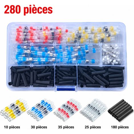 Coffret de 280 connecteurs thermorétractables étanches à souder 280pcs 400 g – Livraison gratuite