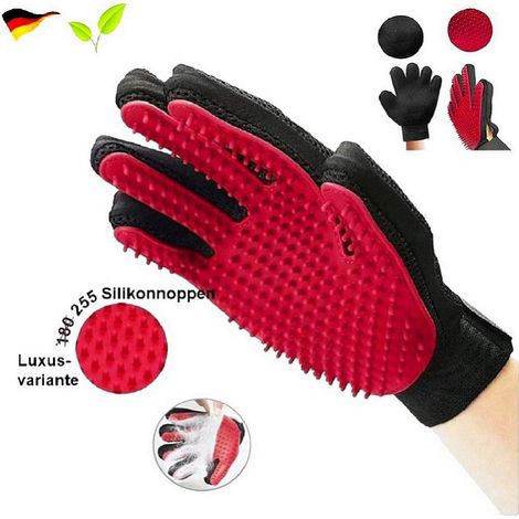 MINKUROW 【Versión Mejorada】 Guante De Pelo Para Mascotas - El Original Cepillo De Pelo Guantes De Depilación Cepillo Para Perros Depilador Peluquería Gato Perro Mascota Peluquería Muebles Sofá (Rojo) (1/5)