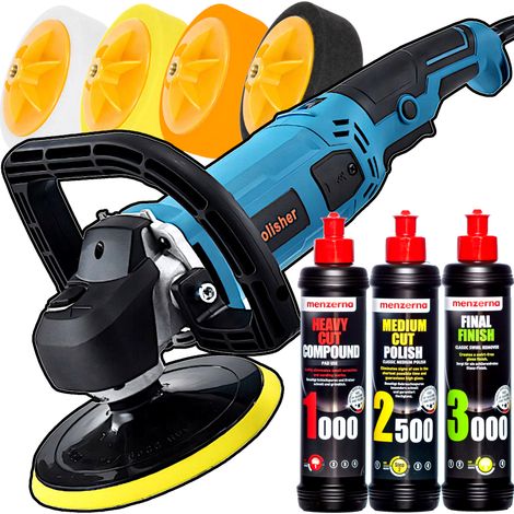Pulidora rotativa de alta potencia para coches de 2900 W + pastas de pulido Menzerna + esponjas (1/5)
