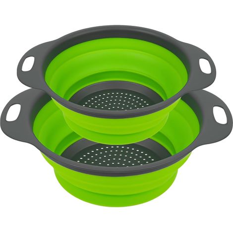 Passoire en Silicone, 2PCS Pliable Passoire Pliante Cuisine Fruit Basket Panier de Filtre Collapsible Colander Set pour La Cuisine Usage Domestique, M1-3486433 (1/5)