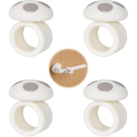 4Pcs Protections Poignée Porte,Anneau Caoutchouc Anti-Collision, Poignée Porte Amortisseur, Butées Porte,pour Protéger les Murs et Prévenir les Dommages, pour Maisons,Ecoles Bureaux (Blanc) (1/5)