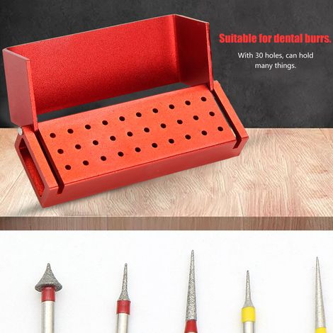 Boîte de désinfection en aluminium pour fraises dentaires, porte-bloc de fraises, autoclavable, outil dentaire rouge (1/5)