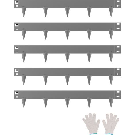 Bordure de Jardin Acier, Lot de 5, Bordures Paysagères Métal, 990 x 156 mm, Résistante à la Rouille, Installation Simple, Bandes Pliables pour Séparateur de Chemin de Cour, Pelouse, Gris Foncé (1/5)