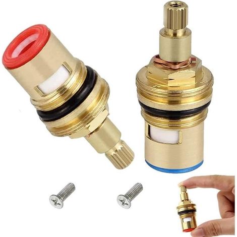 2Pcs Tête a Disques Céramique Robinets de Rechange en Laiton et Céramique 1-2" Quart de tour Cartouches pour Robinet Salle de A420 (1/4)