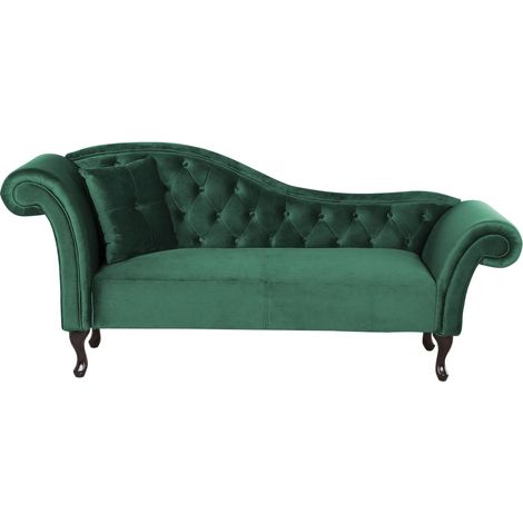 Left-Hand Chaise Lounge LATTES Velvet Dark Green (1/5)