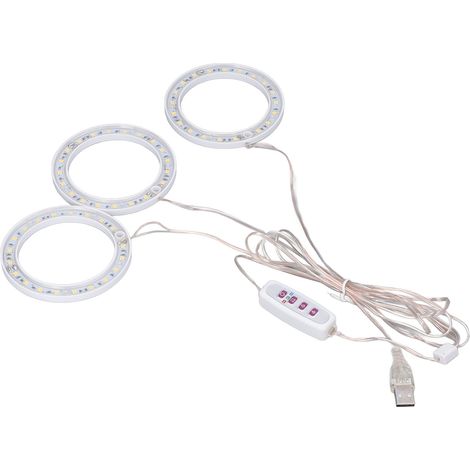 Vollspektrum-LED-Pflanzenlampe, 5-stufiger Dimmer, USB-Anschluss für Zimmerpflanzen, Gewächshausbeleuchtung für Sukkulenten (Steuerung: 3 Leuchtenköpfe), natürliches Licht (1/5)