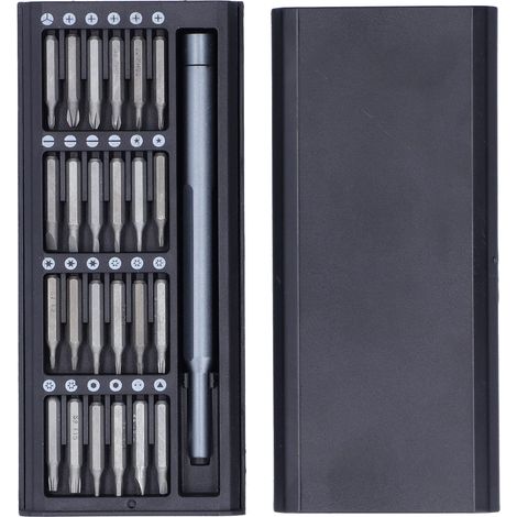 Set di 24 punte per cacciavite in acciaio legato S2, con 9 specifiche precise, per la riparazione di orologi, fotocamere e radio.