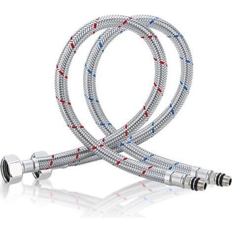 Tuyau de Raccordement Flexible Robinet en Acier Inoxydable pour Eau Chaude et Froide Mitigeur Robinet de Evier Cuisine 60cm (1/5)