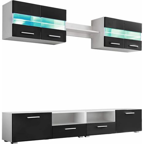 vidaXL Mueble de salón de TV con luces LED negro brillante 5 piezas (1/2)