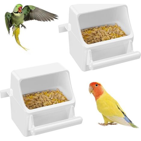 Set aus 2 Vogelfutterhäusern, hängende Wassernäpfe aus Kunststoff mit Haken, geeignet für Wellensittiche, Nymphensittiche, Kanarienvögel und Papageien. (1/5)
