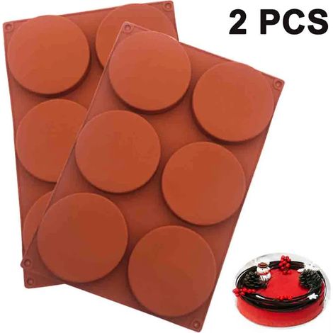 piezas de 6 piezas grandes de molde de silicona para pastel de 4 pulgadas, molde para hornear postre de chocolate, herramienta de horneado vibratoria con rodillo de sujeción